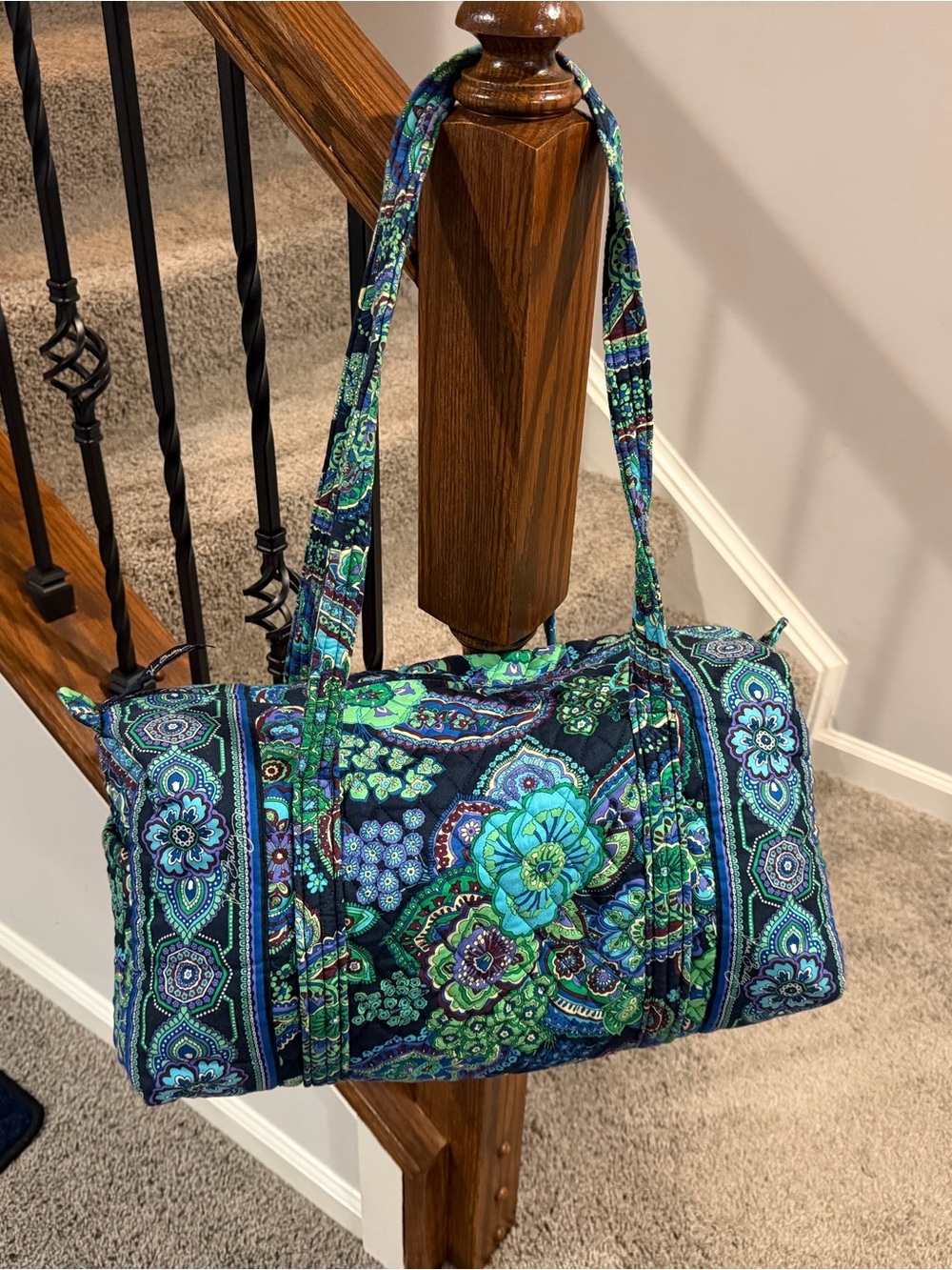Vera Bradley Navy & Teal Quilted Floral Travel Duffel